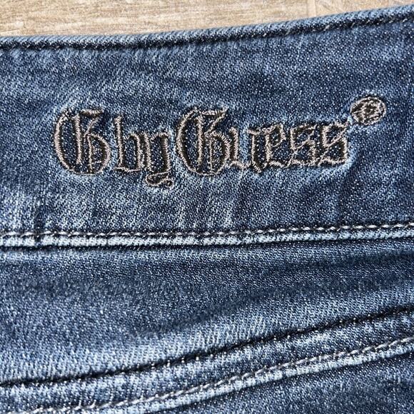 G By Guess Skinny Jeans-Dark Blue Wash Distressed Skinny Leg-Mid-rise 32 W x 31" - Picture 6 of 8